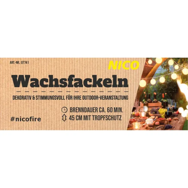 Preview: Wachsfackel 45cm 60min